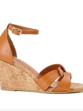 J.McLaughlin Women's Brown Madrid Leather Wedge Sandal - Size 8.5